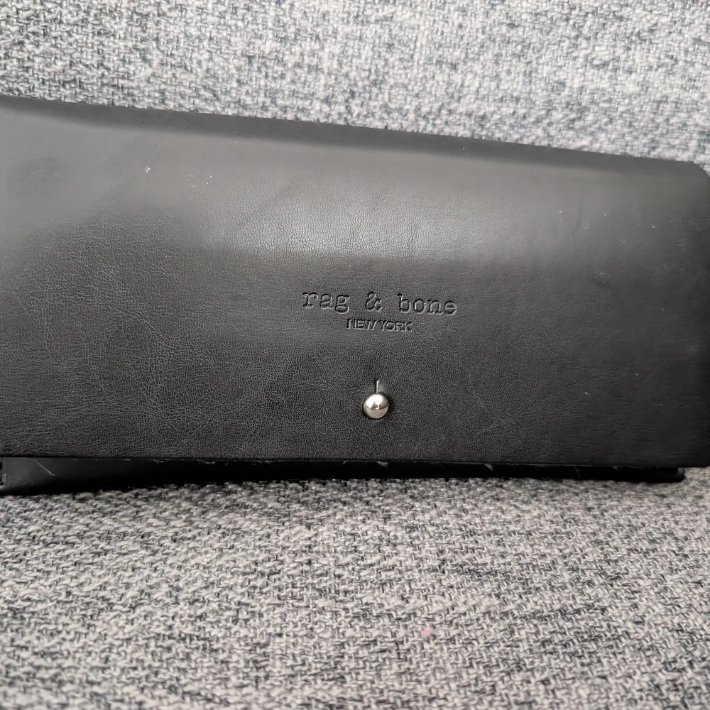 RAG AND BONE Black Leather Glasses Case With Travel Bag